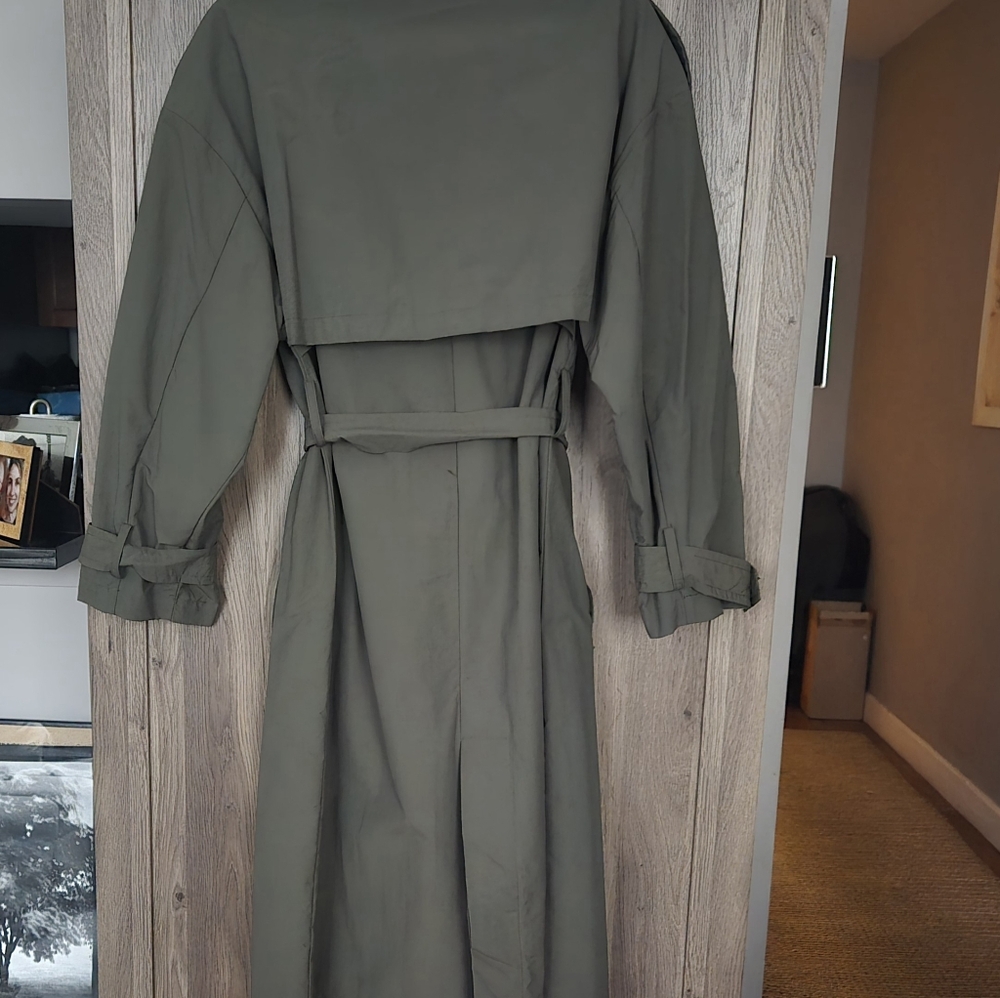 ZARA ARMY GREEN BELTED TRENCH COAT - Picture 2 of 9